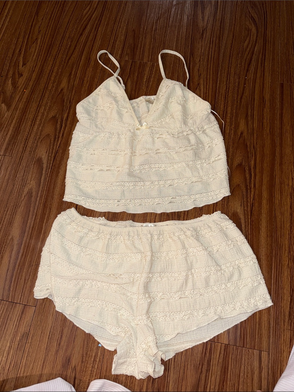 Bozzolo Cream Lace Cami and Shorts Set - Picture 1 of 5